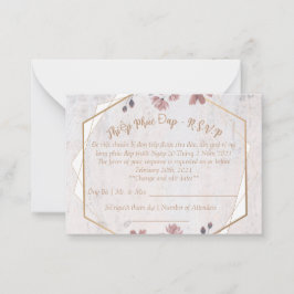 Notas Cartão R.S.V.P. de casamento floral cor-de-rosa