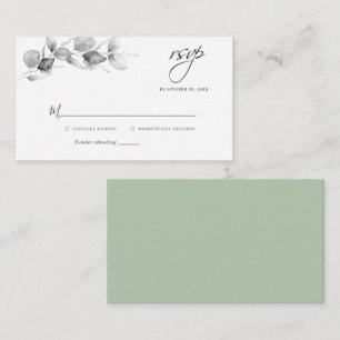 Notas Cartão RSVP de Casamento Branco Preto Eucalyptus