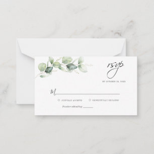 Notas Cartão RSVP de Casamento de Foliage Eucalyptus Fol