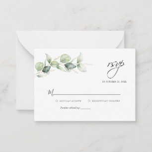 Notas Cartão RSVP de Casamento de Orçamento Eucalyptus G