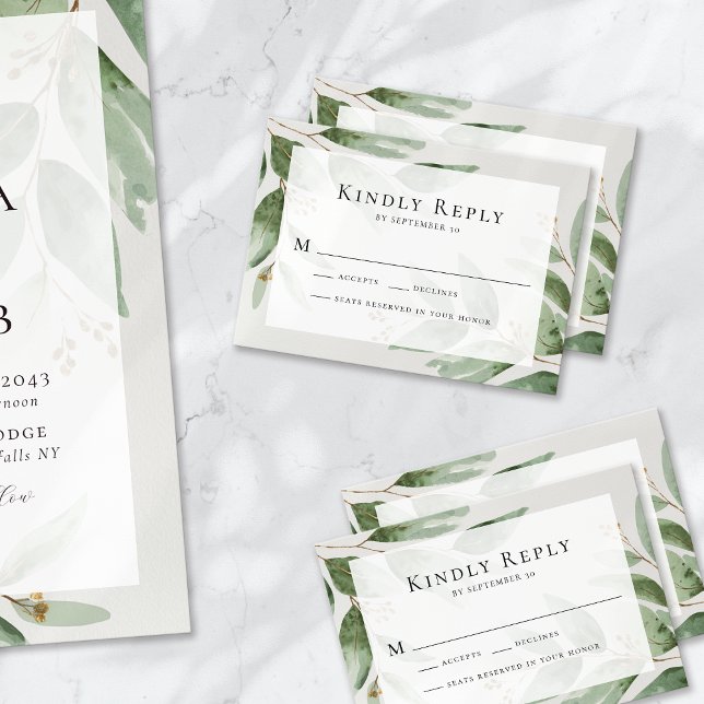 Notas Cartão RSVP de Casamento Eucalyptus (Criador carregado)