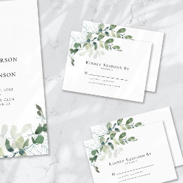 Notas Cartão RSVP de Casamento Eucalyptus Greenery Peque