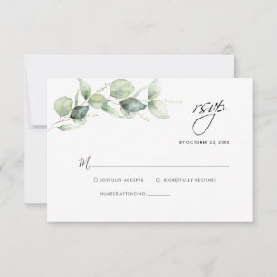 Notas Cartão RSVP de Casamento Eucalyptus Greenery Water