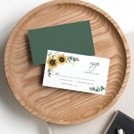 Notas Cartão RSVP de Casamento Floral de Girassol Eucaly