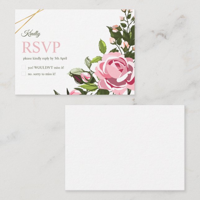 Notas Cartão rsvp de casamento Floral Greenery Wedding R (Frente/Verso)