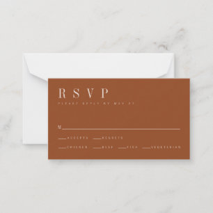 Notas Cartão RSVP de Casamento Laranja Queimado Minimali
