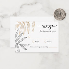 Notas Cartão RSVP de Casamento Verde Tropical Elegante