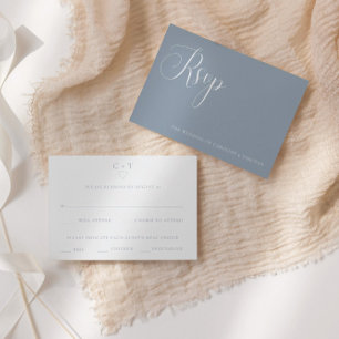 Notas Cartão RSVP de Escolha de Renda de Casamento Azul