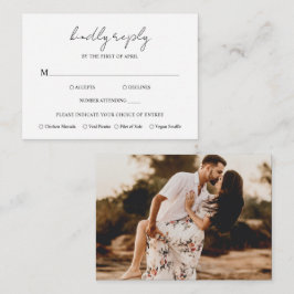 Notas Cartão RSVP de Mini Casamento Moderno de Foto Scri