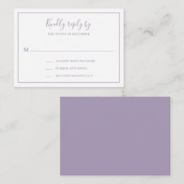 Notas Cartão RSVP de Mini Casamento Púrpura Tradicional