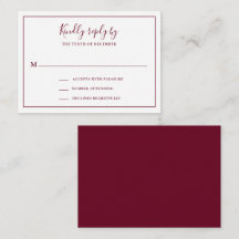 Cartão RSVP de Mini Casamento Tradicional Burgundy