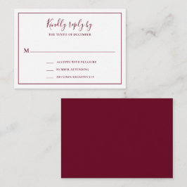 Notas Cartão RSVP de Mini Casamento Tradicional Burgundy
