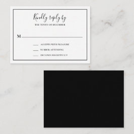 Notas Cartão RSVP de Mini Casamento Tradicional Preto e 