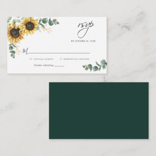 Notas Cartão RSVP do Invólucro de Girassol Eucalyptus