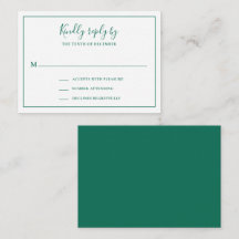 Cartão RSVP Tradicional de Mini Casamento Verde Em