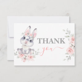 Notas Chá de fraldas rosado Bunny obrigado Cartão de Not