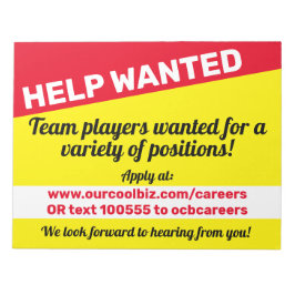 Notas Contratação de ajuda desejada para o bloco de nota