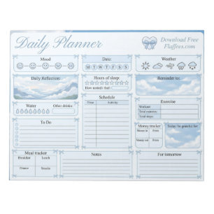 Notas Cute Blue Coquette Sky Diário Planejador Bloco de