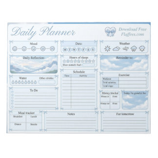Notas Cute Blue Coquette Sky Diário Planejador Bloco de