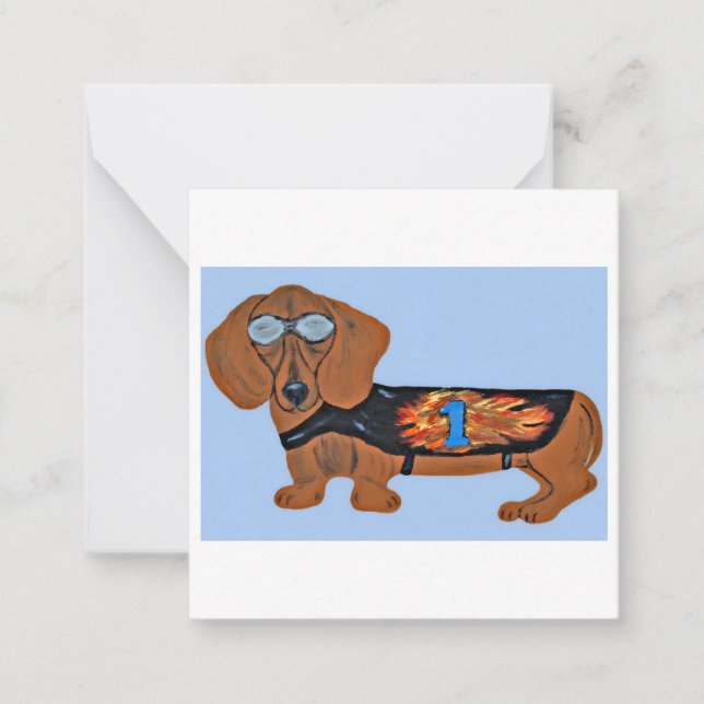 Notas Dachshund com Jaqueta de Corrida Cartão Simples (Frente)
