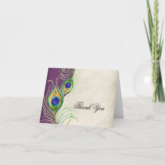 Notas de Agradecimento de Casamento com Penas de P (Frente)
