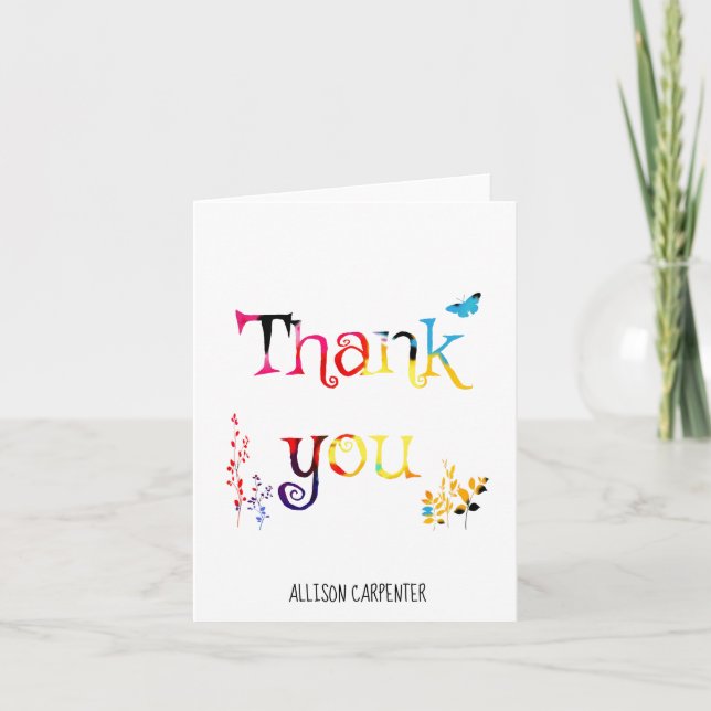 Notas de agradecimento personalizadas, Letras Arco (Frente)
