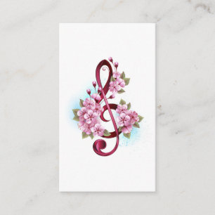 Notas de clave de trecho musical com flores de Sak