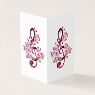 Notas de clave de trecho musical com flores de Sak