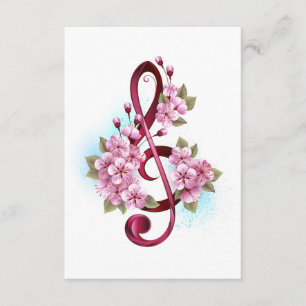 Notas de clave de trecho musical com flores de Sak