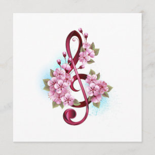 Notas de clave de trecho musical com flores de Sak