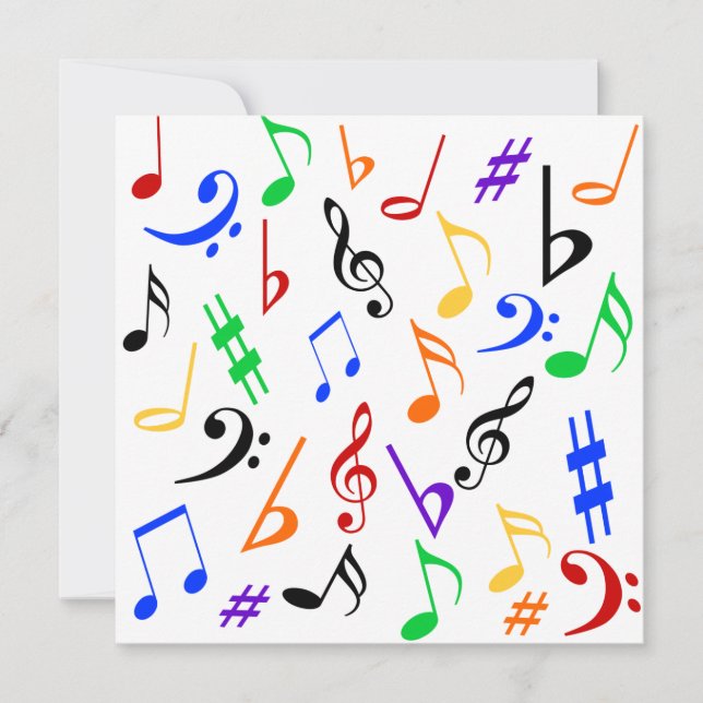 Notas de Música Convite Personalizável - Várias (Frente)