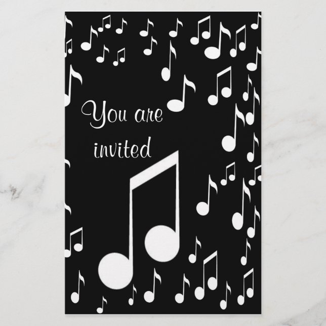 Notas de Música Convites_ Papel de Carta (Frente)