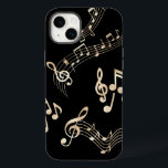 Notas de música Douradas em preto<br><div class="desc">Esta capa de telefone na moda apresenta um tema musical. As Douradas notas de música são colocadas sobre um fundo preto. É um presente perfeito para o músico em sua vida.</div>