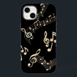 Notas de música Douradas em preto<br><div class="desc">Esta capa de telefone na moda apresenta um tema musical. As Douradas notas de música são colocadas sobre um fundo preto. É um presente perfeito para o músico em sua vida.</div>