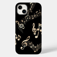 Notas de música Douradas em preto