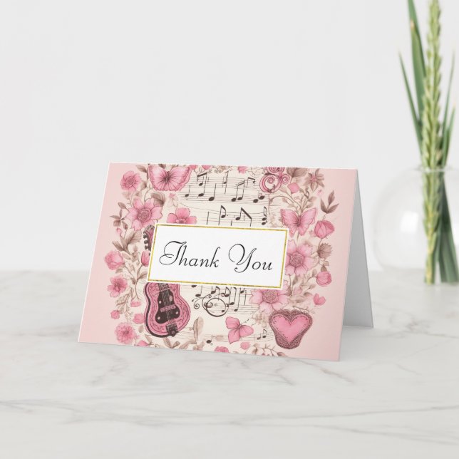 Notas de Música e Flores Estilo Retroativo (Frente)