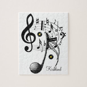 Notas de música em branco e preto quebra-cabeça