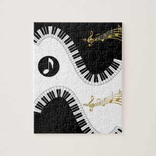 Notas de música em branco e preto quebra-cabeça