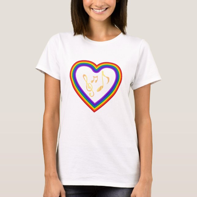 Notas de música no arco-íris, T-Shirt (Frente)