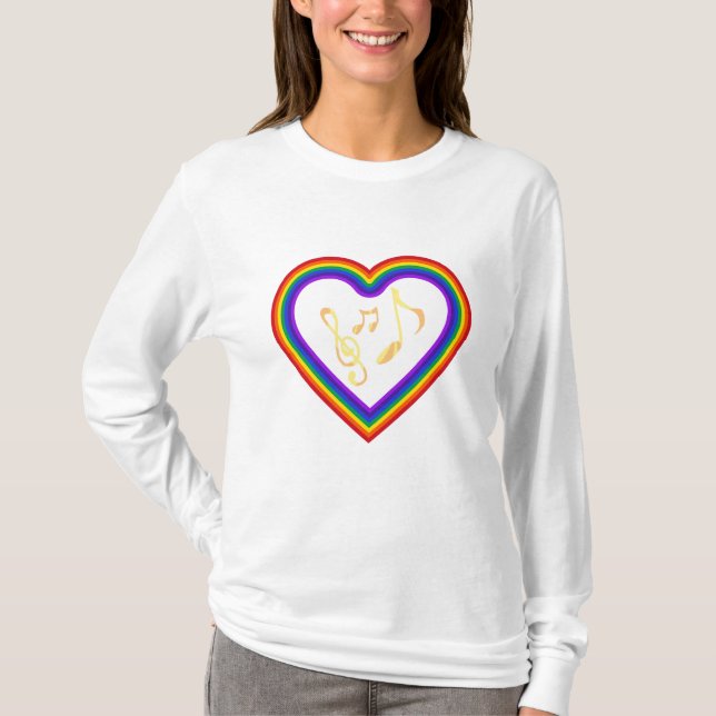 Notas de música no arco-íris, T-Shirt (Frente)