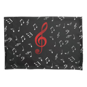 notas de música vermelha e prata