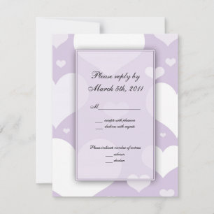 Notas de RSVP de Casamento Lavanda com Corações
