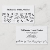 Notas do baterista da percussão dos cartões de