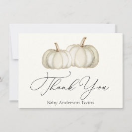 Notas Dois Pumpkins branco e Dourado Obrigado Cartão de 