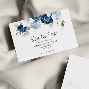 Notas Dusty Blue Floral Guarde o Cartão de Data