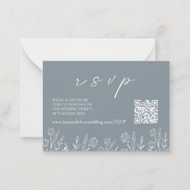 Notas Dusty Blue Wedding RSVP | Cartão de gabinete de có