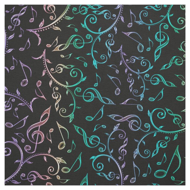 Notas e Clefs elétricos do arco-íris no tecido (Modelo)