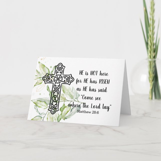 Notas “ELE NÃO ESTÁ AQUI” Cartão de Páscoa (Frente)