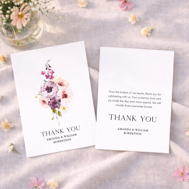 Notas Elegante Obrigado Cartão de Casamento com Design F (Criador carregado)