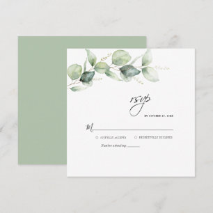 Notas Eucalyptus deixa cartão RSVP de Casamento Verde